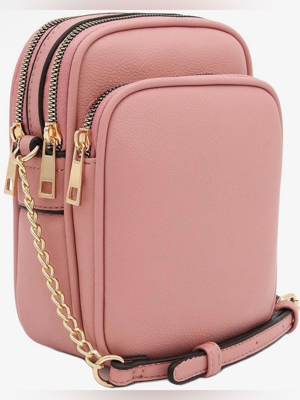 Source Unknown - Blush Pink Crossbody with Gold Chain Trim